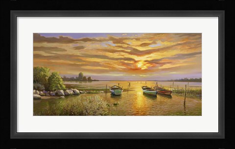 Framed Laguna al tramonto Print