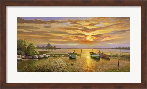 Framed Laguna al tramonto Print
