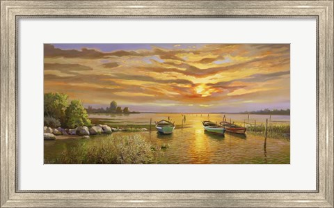 Framed Laguna al tramonto Print