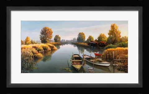 Framed Sul Fiume Boats Print