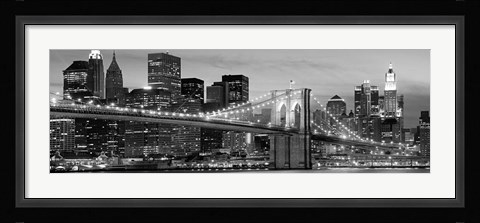 Framed Brooklyn Bridge at Night (Detail) Print