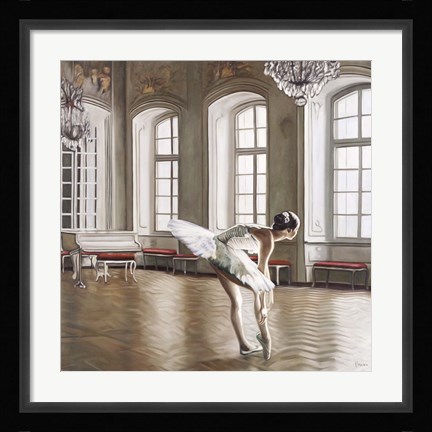 Framed Rehearsing Ballerina Print