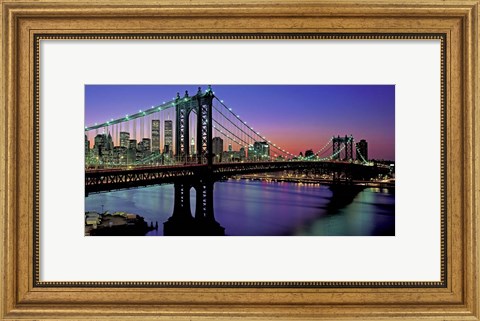 Framed Manhattan Bridge and Skyline (detail) Print