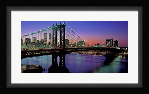 Framed Manhattan Bridge and Skyline (detail) Print