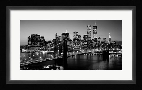 Framed Brooklyn Bridge, NYC BW Pano Print