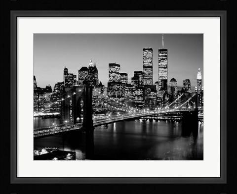 Framed Brooklyn Bridge, NYC BW Print