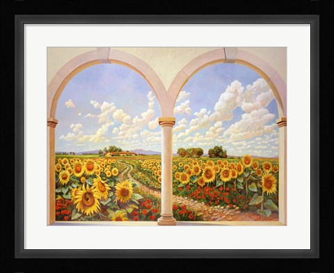 Framed Strada dei Girasoli Print
