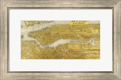 Framed Gilded Map of NYC Print