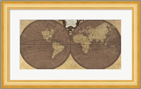 Framed Gilded World Hemispheres II Print