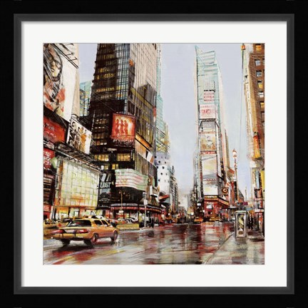 Framed Taxi in Times Square Print