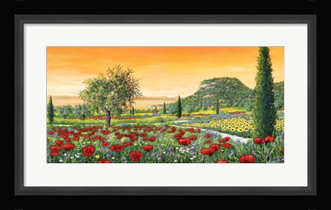 Framed Le Colline in Fiore Print