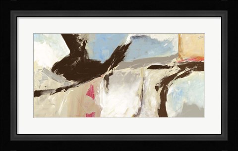 Framed Aqua and Greige Print