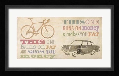 Framed Bike vs Car Print
