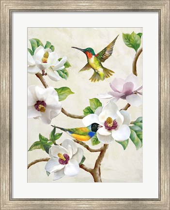 Framed Magnolia and Birds Print