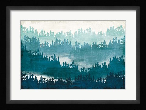 Framed Mountainscape Blue Print