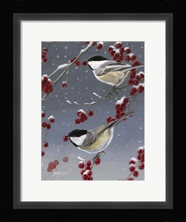 Framed Winter Chickadees II Print