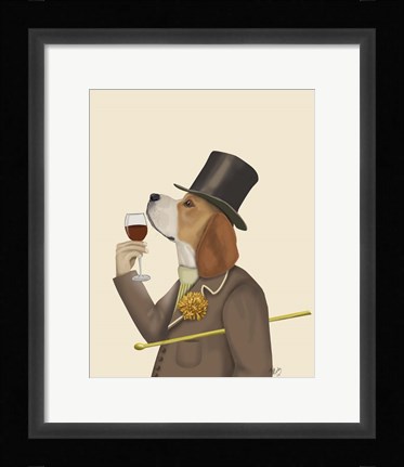 Framed Beagle Wine Snob Print