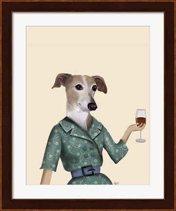 Framed Greyhound Wine Snob Print