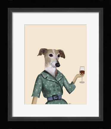 Framed Greyhound Wine Snob Print