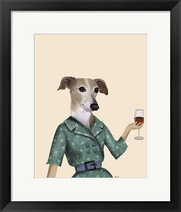 Framed Greyhound Wine Snob Print