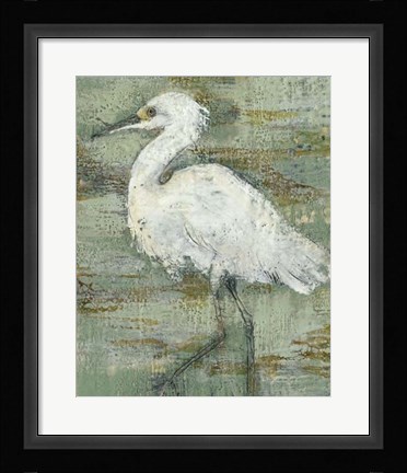 Framed Textured Heron I Print