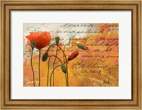 Framed Poppies Composition I Print