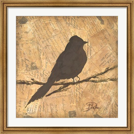 Framed Bird Silhouette I Print