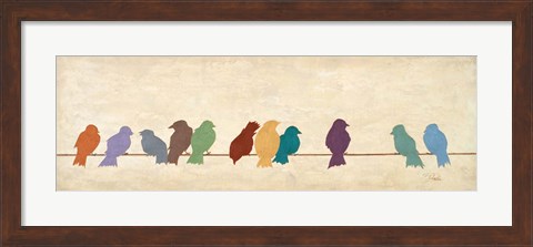 Framed Birds Meeting  (assorted colors) Print