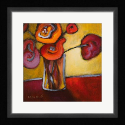 Framed Red Poppies in a Vase Print