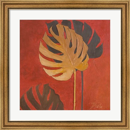 Framed My Fashion Leaves on Red I Print