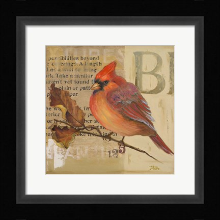 Framed Red Love Birds I Print