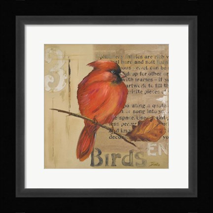 Framed Red Love Birds II Print