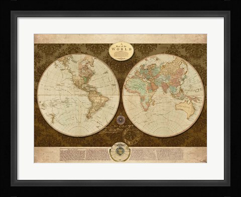 Framed Map of World Print