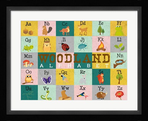 Framed Woodland Alphabet (horizontal) Print