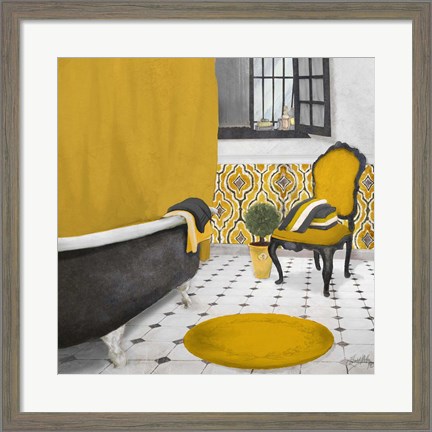 Framed Sundance Bath I (yellow) Print