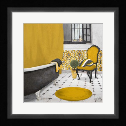 Framed Sundance Bath I (yellow) Print