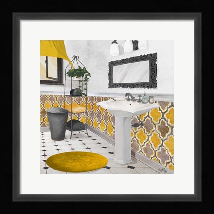 Framed Sundance Bath II (yellow) Print