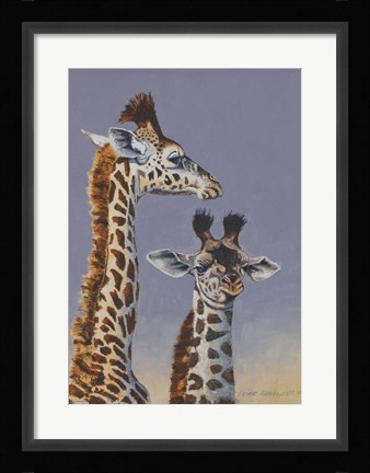 Framed Two Young Giraffes Print