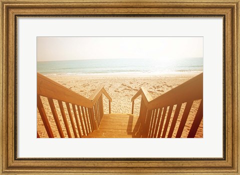 Framed Beach Stairs Print