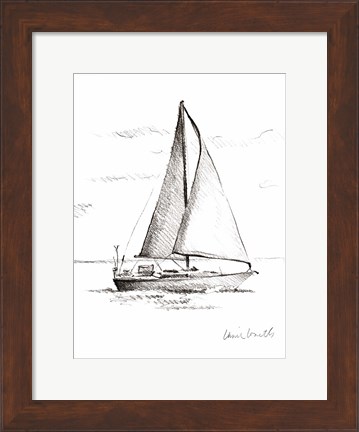 Framed Coastal Boat Sketch I Print