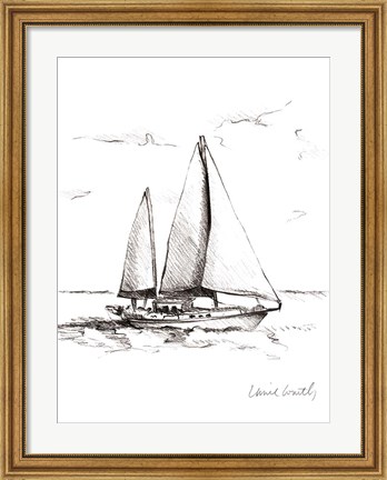 Framed Coastal Boat Sketch II Print