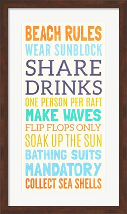 Framed Beach Rules I Print