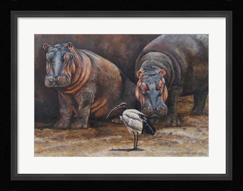 Framed Baby Hippos Print