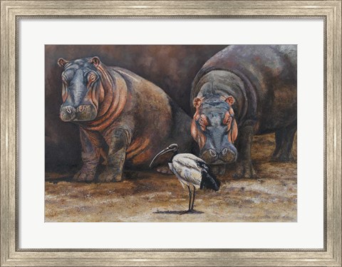Framed Baby Hippos Print