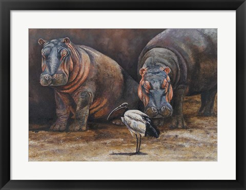 Framed Baby Hippos Print