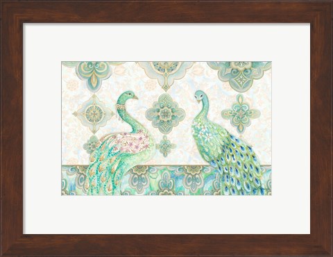 Framed Emerald Peacock Rectangle Print