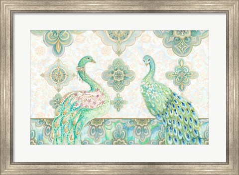 Framed Emerald Peacock Rectangle Print