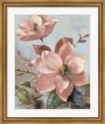 Framed Magnolias Aglow I Print