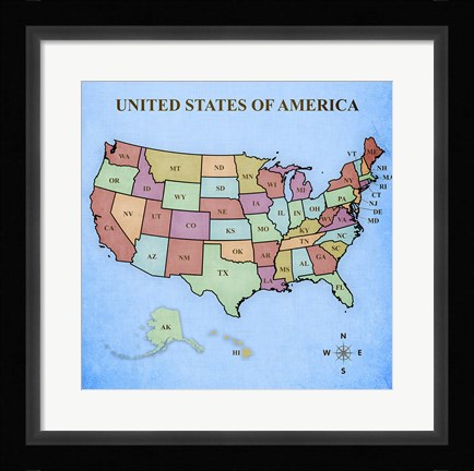 Framed Map of the United States Print