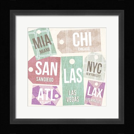 Framed City Tags Square I Print